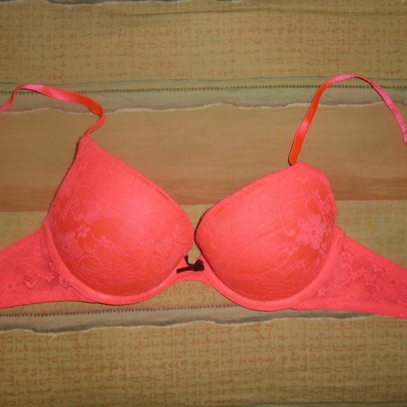 Xhilaration Neon Orange Push Up Bra, Lace, 32B - Picture 7 of 15